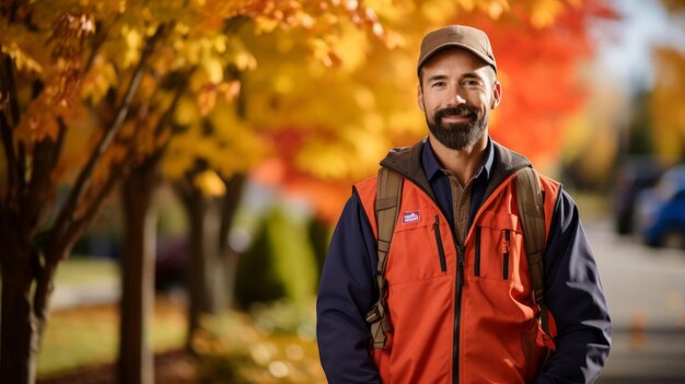 Une livraison postale d'automne entourée de feuilles vibrantes