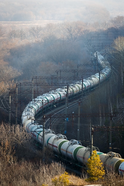 Livraison transport ferroviaire de gaz naturel liquéfié en Russie.