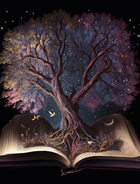 Un livre avec un arbre dessus qui a le mot arbre dessus