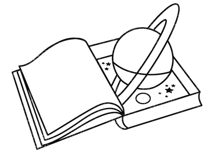 Photo livre d'astronomie avec un autocollant png et un fond transparent