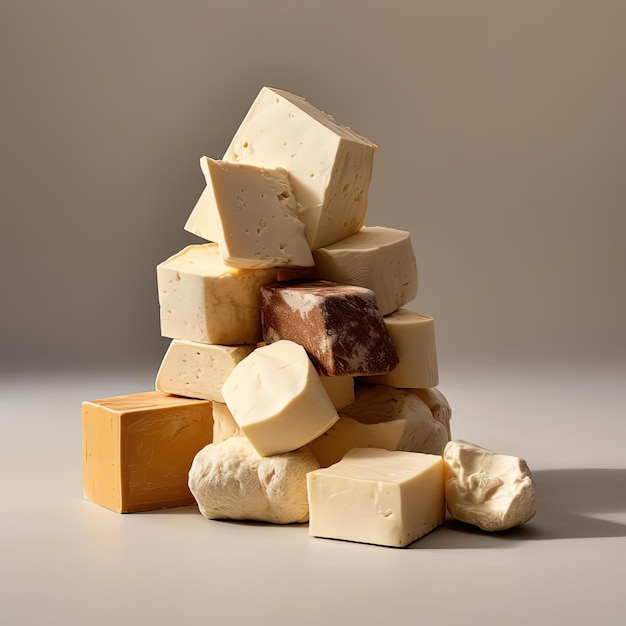 une livre de beurre de cacahuète naturel sous la forme de blocs de couleur plats