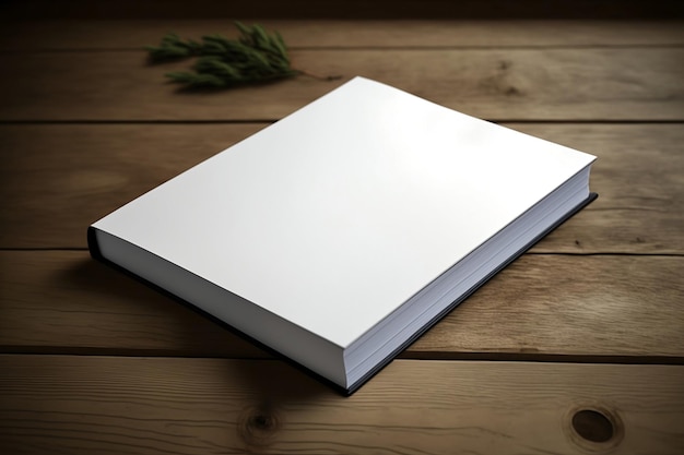 Livre blanc dans une table en bois