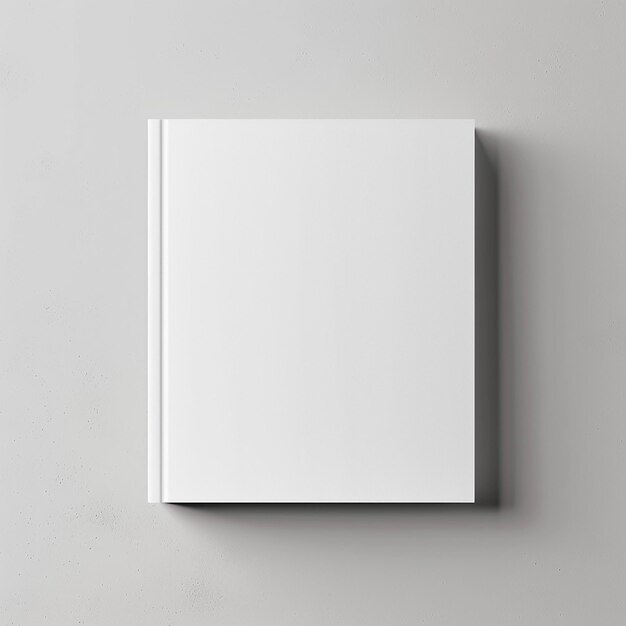 un livre blanc sur un mur gris avec une couverture blanche