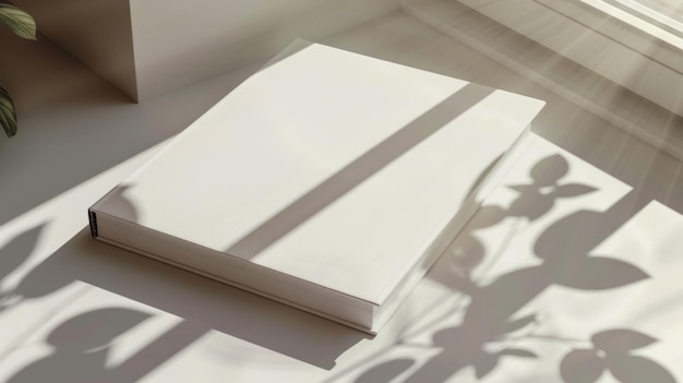 Livre blanc avec l'ombre de la fenêtre