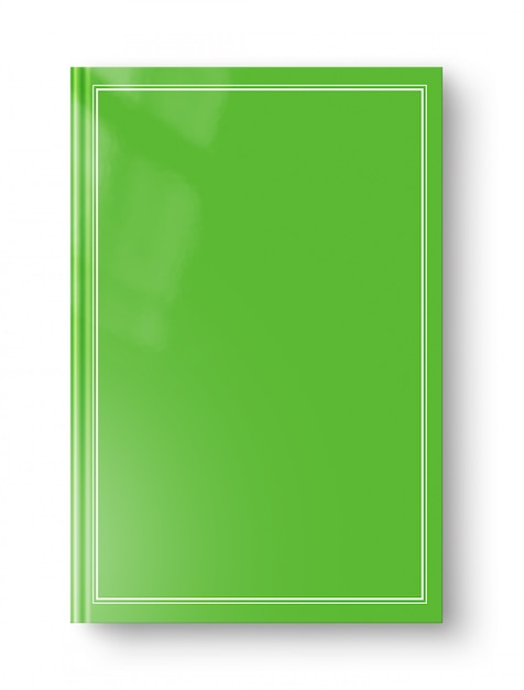 Livre blanc vert fermé avec cadre isolé sur blanc