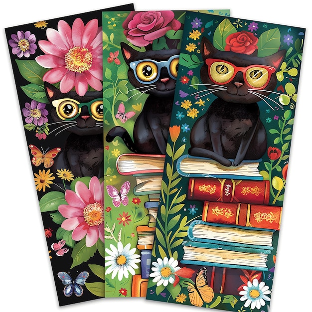 un livre avec un chat dessus et un livre avec une chatte dessus