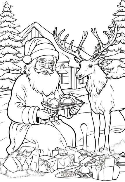 livre de coloration de Noël famille mignonne décorant un arbre de Noël Noël amusant noir et blanc pas de s