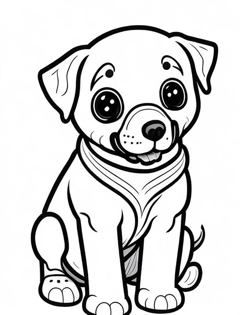 Livre de coloriage d'illustration de chien mignon pour les enfants