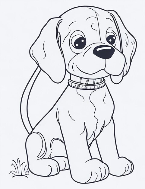 Livre de coloriage d'illustration de chien mignon pour les enfants