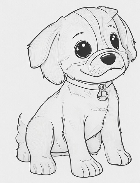 Livre de coloriage d'illustration de chien mignon pour les enfants