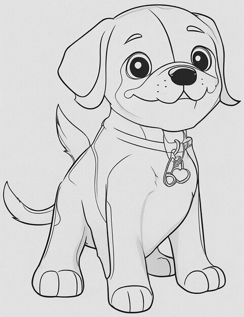 Livre de coloriage d'illustration de chien mignon pour les enfants