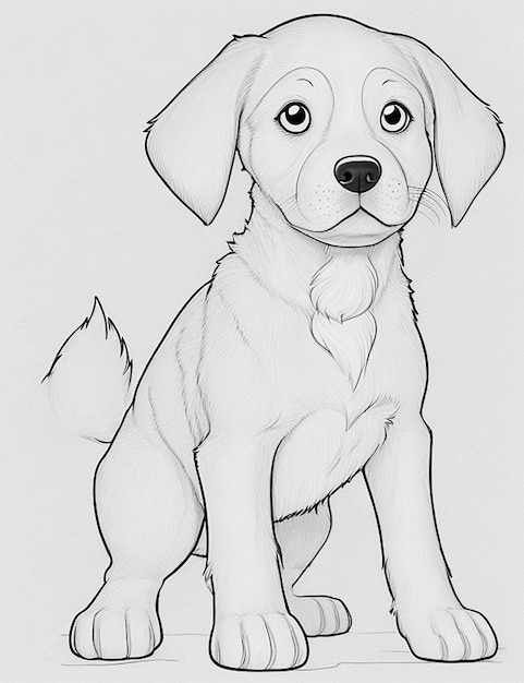 Livre de coloriage d'illustration de chien mignon pour les enfants