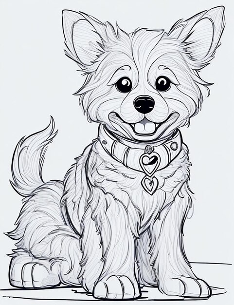 Livre de coloriage d'illustration de chien mignon pour les enfants