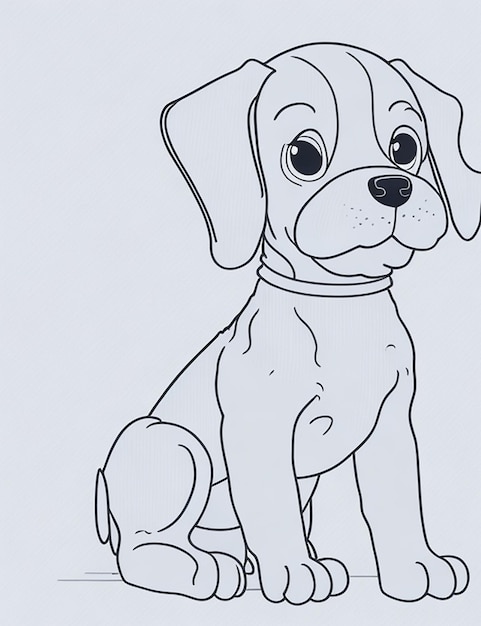 Livre de coloriage d'illustration de chien mignon pour les enfants