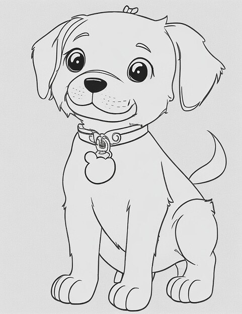 Photo livre de coloriage d'illustration de chien mignon pour les enfants