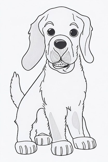 Livre de coloriage d'illustration de chien mignon pour les enfants