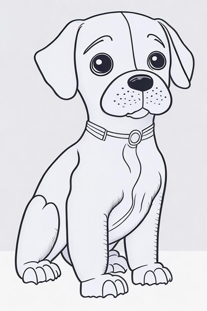 Livre de coloriage d'illustration de chien mignon pour les enfants