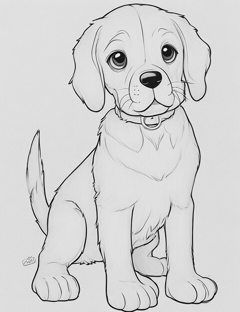 Livre de coloriage d'illustration de chien mignon pour les enfants