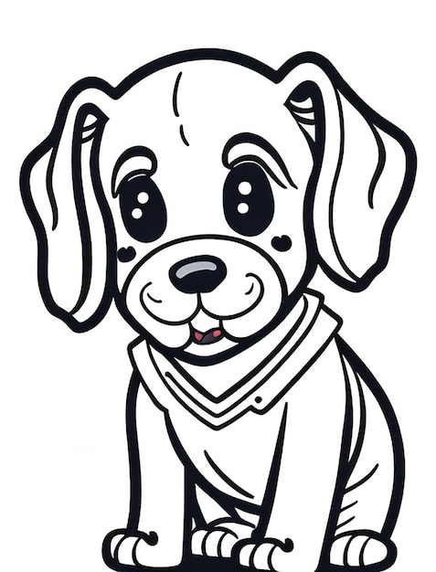 Livre de coloriage d'illustration de chien mignon pour les enfants