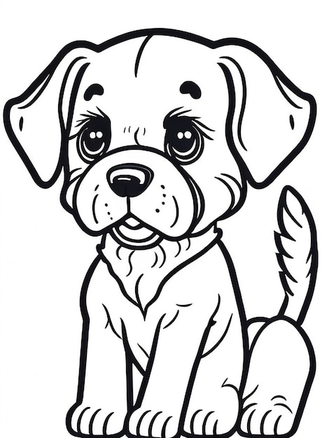 Livre de coloriage d'illustration de chien mignon pour les enfants