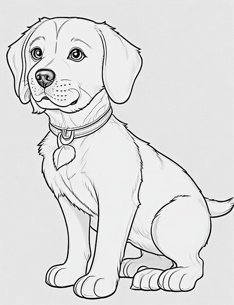 Livre de coloriage d'illustration de chien mignon pour les enfants