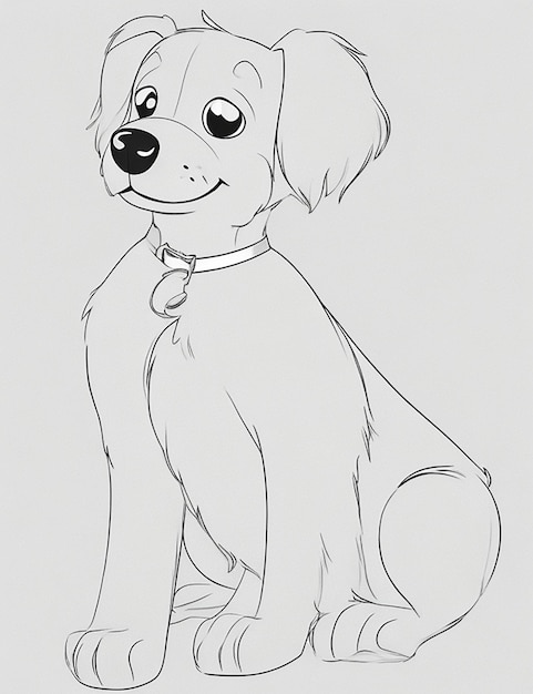 Livre de coloriage d'illustration de chien mignon pour les enfants