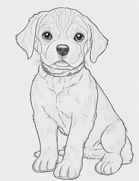 Livre de coloriage d'illustration de chien mignon pour les enfants