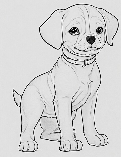 Livre de coloriage d'illustration de chien mignon pour les enfants