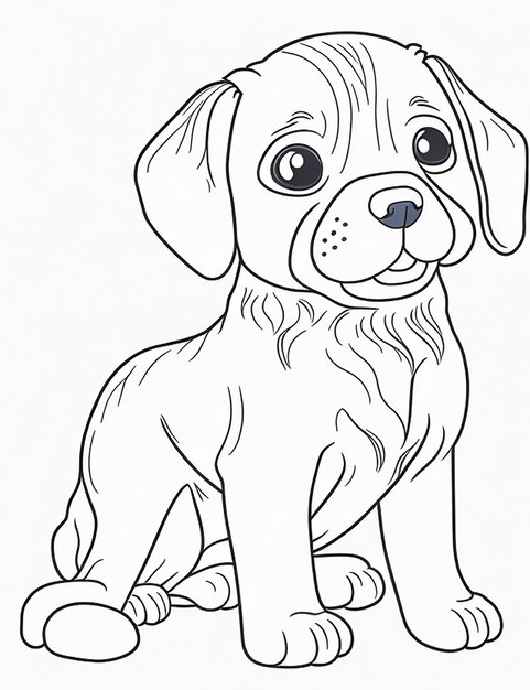 Photo livre de coloriage d'illustration de chien mignon pour les enfants