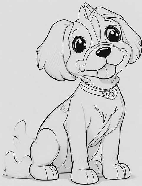 Livre de coloriage d'illustration de chien mignon pour les enfants