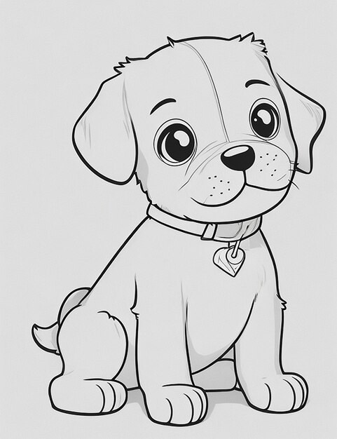 Photo livre de coloriage d'illustration de chien mignon pour les enfants