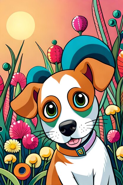 Livre de coloriage d'illustration de chien mignon pour les enfants