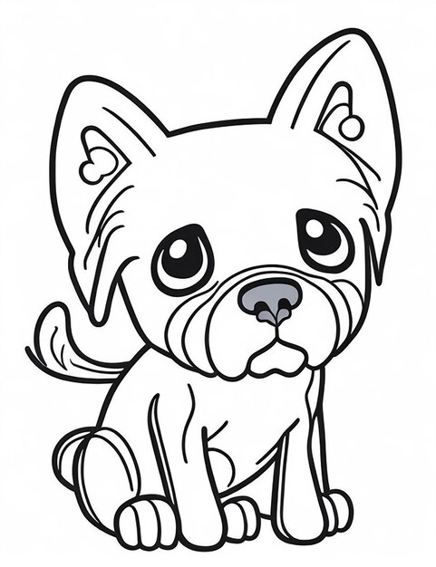 Livre de coloriage d'illustration de chien mignon pour les enfants