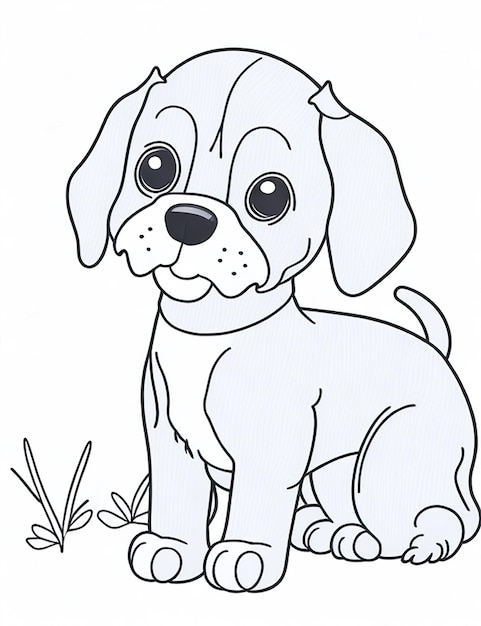 Photo livre de coloriage d'illustration de chien mignon pour les enfants