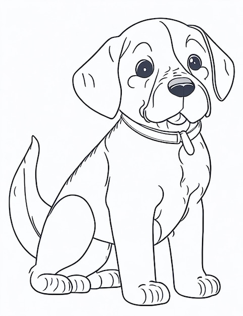 Photo livre de coloriage d'illustration de chien mignon pour les enfants