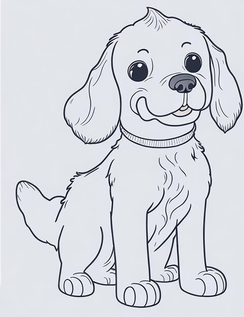 Livre de coloriage d'illustration de chien mignon pour les enfants