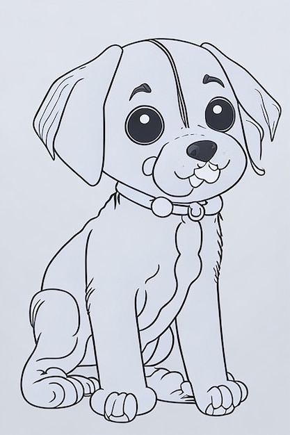 Livre de coloriage d'illustration de chien mignon pour les enfants