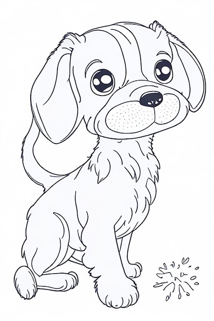 Livre de coloriage d'illustration de chien mignon pour les enfants