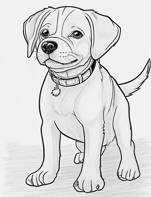 Livre de coloriage d'illustration de chien mignon pour les enfants