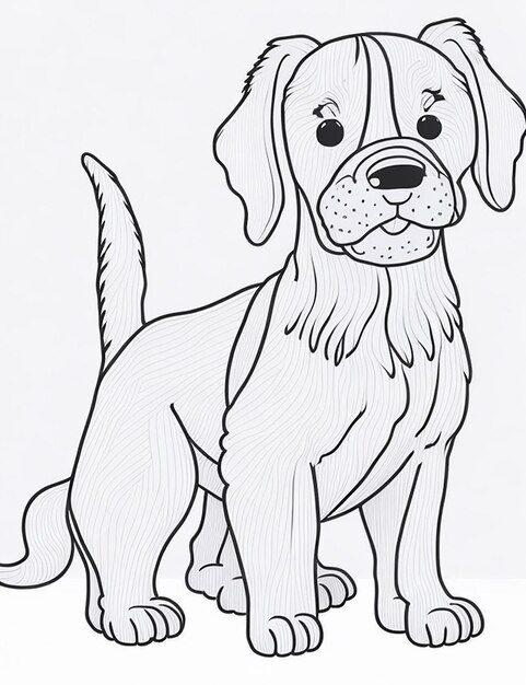 Livre de coloriage d'illustration de chien mignon pour les enfants