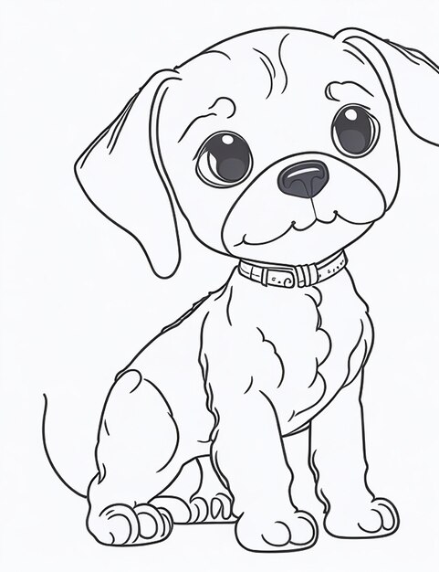 Livre de coloriage d'illustration de chien mignon pour les enfants