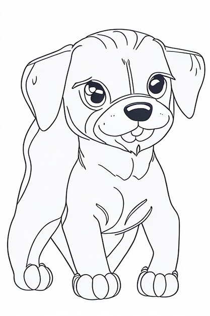 Livre de coloriage d'illustration de chien mignon pour les enfants