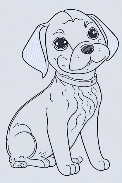 Livre de coloriage d'illustration de chien mignon pour les enfants