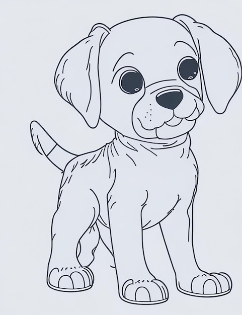 Photo livre de coloriage d'illustration de chien mignon pour les enfants