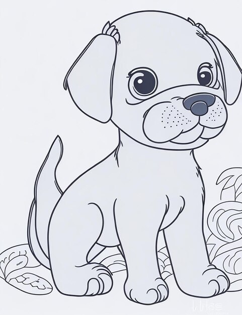Photo livre de coloriage d'illustration de chien mignon pour les enfants
