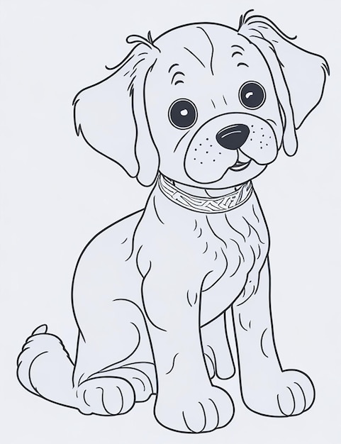 Livre de coloriage d'illustration de chien mignon pour les enfants