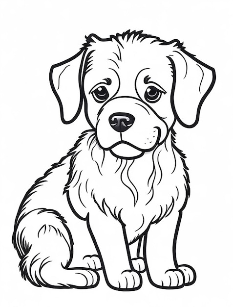 Livre de coloriage d'illustration de chien mignon pour les enfants