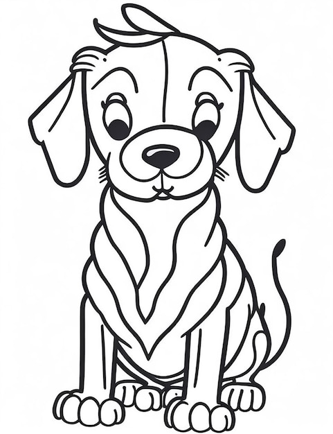 Livre de coloriage d'illustration de chien mignon pour les enfants