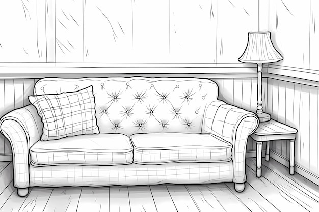 Photo livre de coloriage imprimable avec des chambres confortables