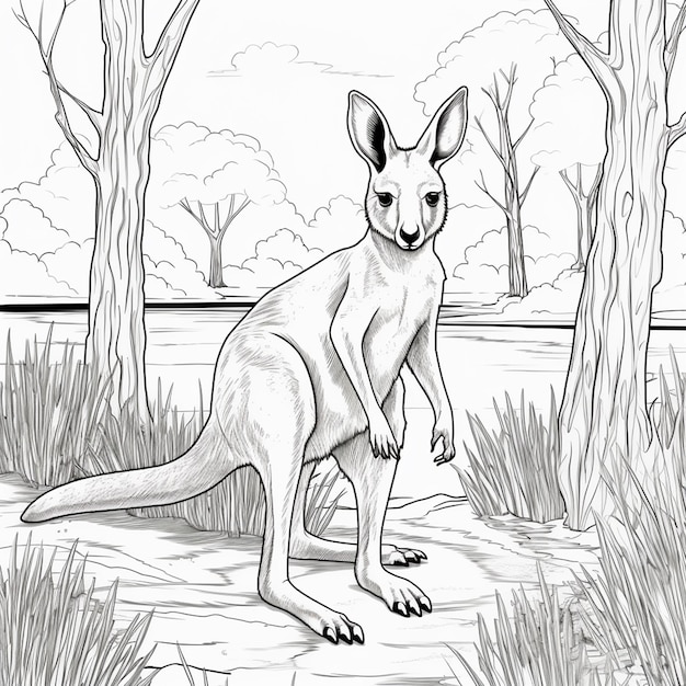 livre de coloriage kangourou pour les enfantspas de lignepas de nuancesplein